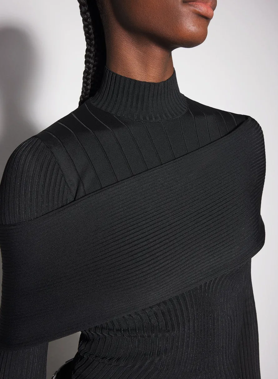 Knitwear|Tops|MUGLER black sculpting knit top