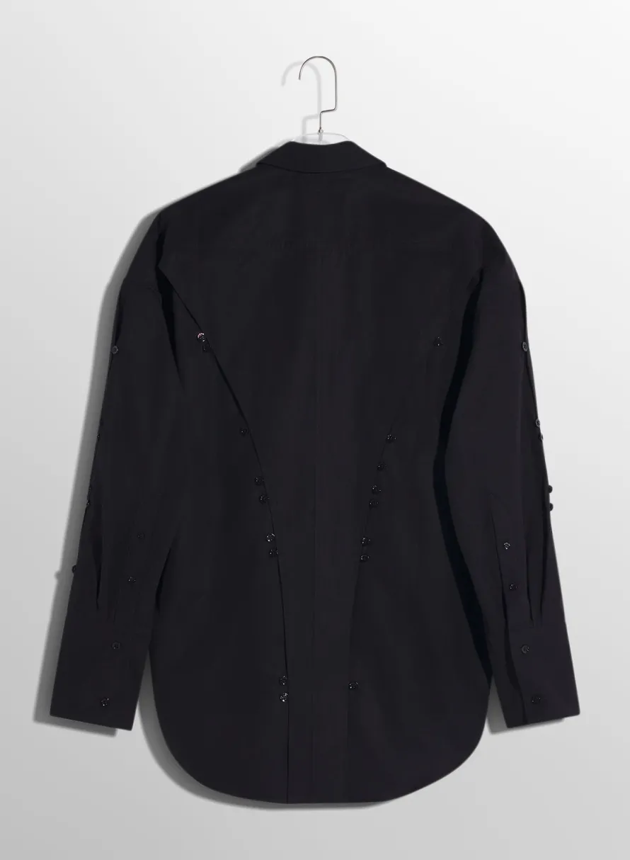 Tops|Tops|MUGLER black poplin button shirt