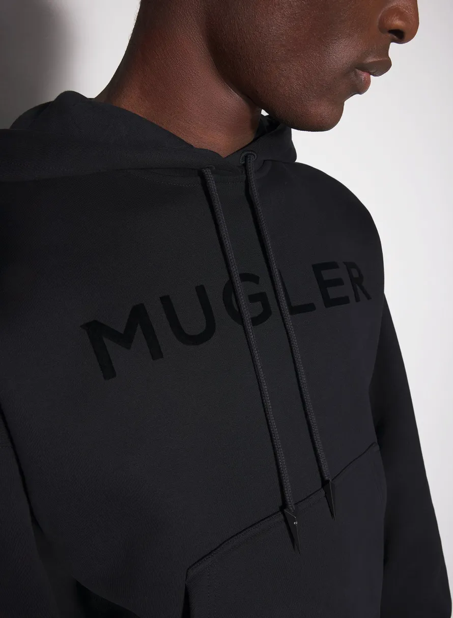 Tops|Tops|MUGLER black logo hoodie