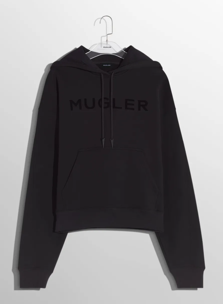 Tops|Tops|MUGLER black logo hoodie
