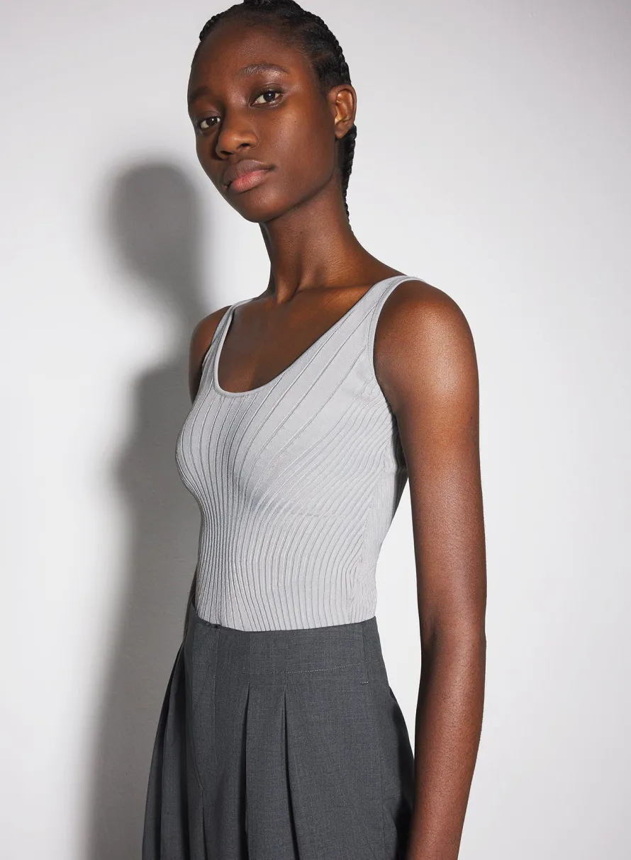 Knitwear|Tops|MUGLER grey sculpting knit tank top