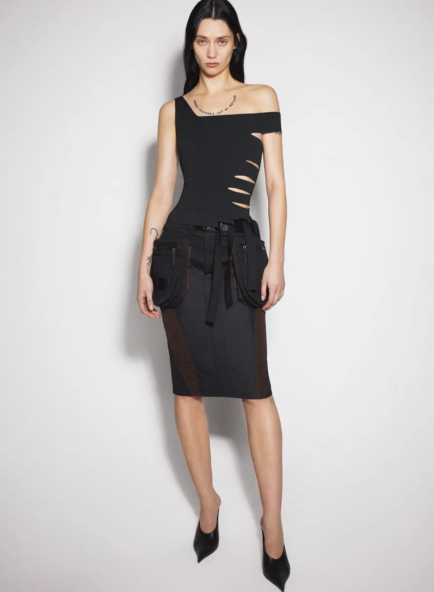 Tops|Knitwear|MUGLER black bandage knit top