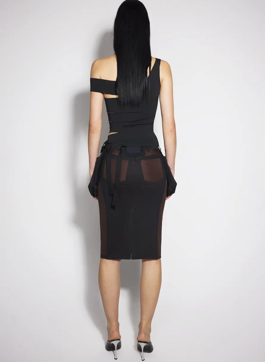 Tops|Knitwear|MUGLER black bandage knit top