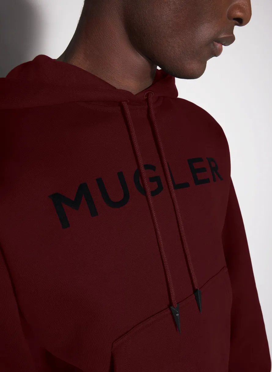 Tops|Tops|MUGLER burgundy logo hoodie