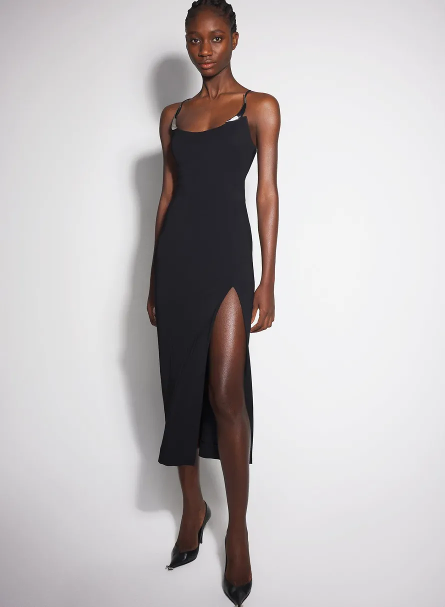 Dresses & Catsuits|MUGLER black cocktail dress with metallic details