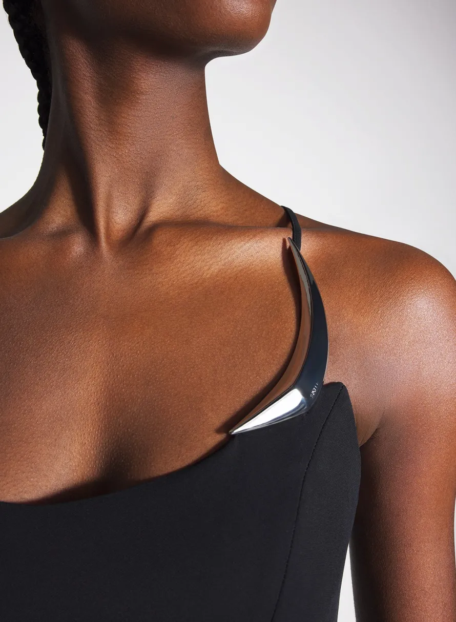 Dresses & Catsuits|MUGLER black cocktail dress with metallic details