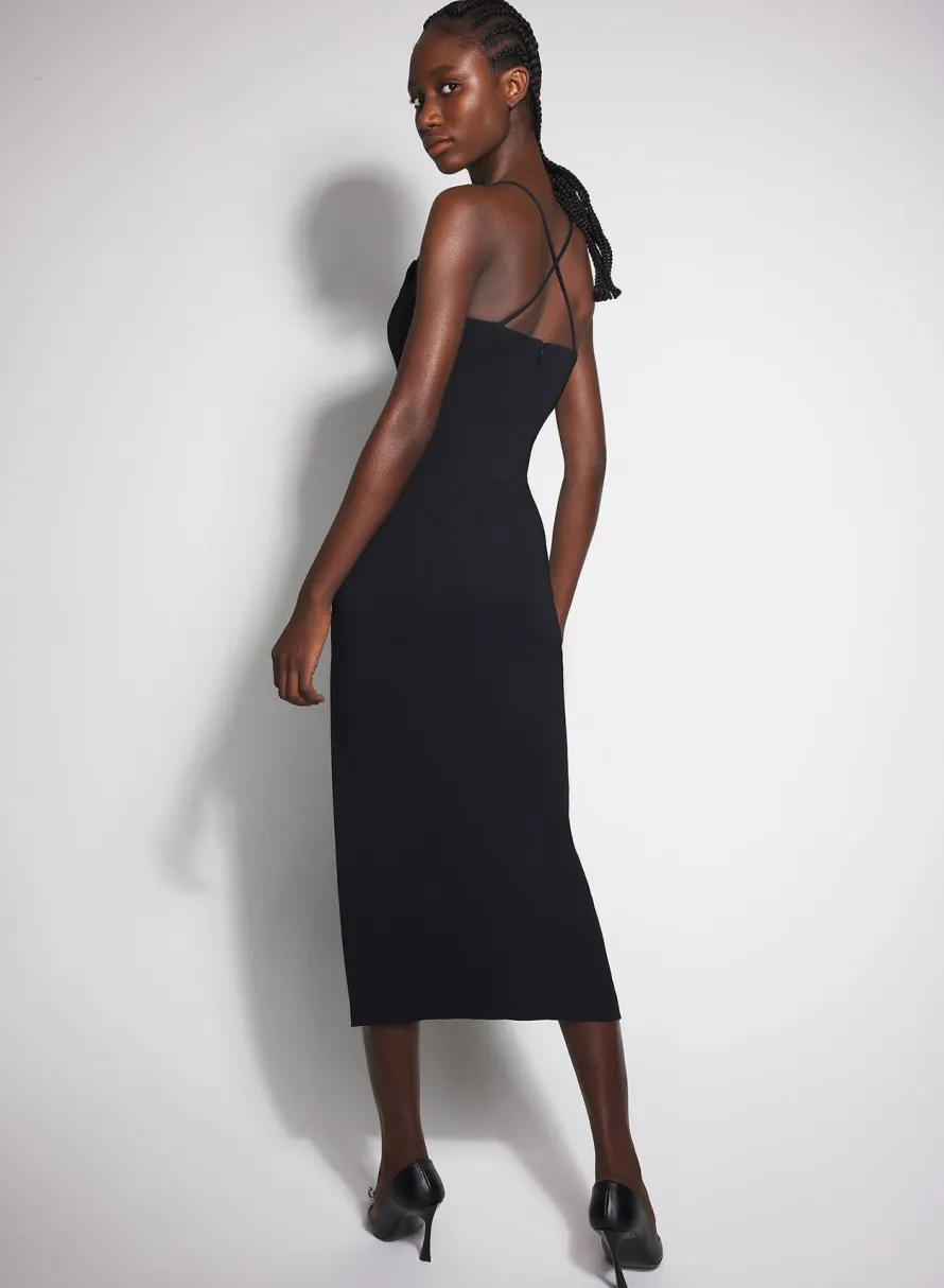 Dresses & Catsuits|MUGLER black cocktail dress with metallic details