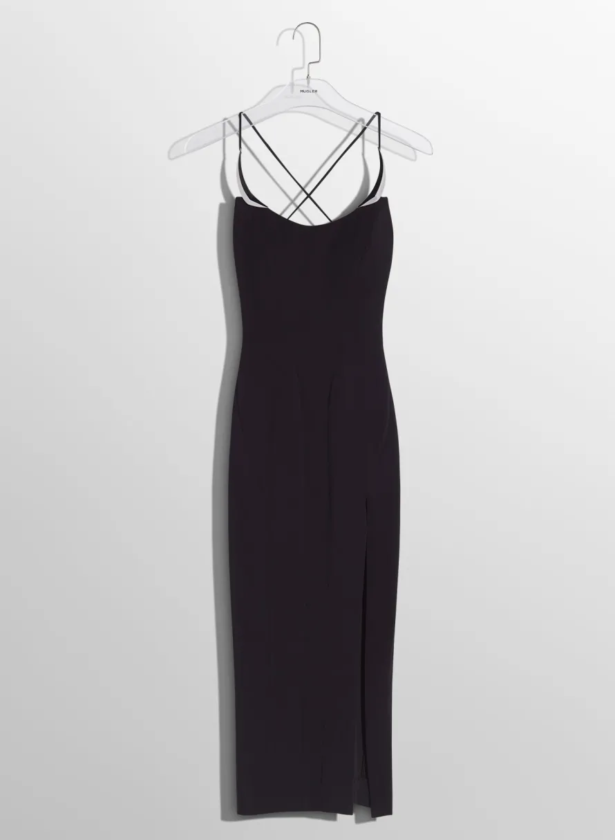 Dresses & Catsuits|MUGLER black cocktail dress with metallic details