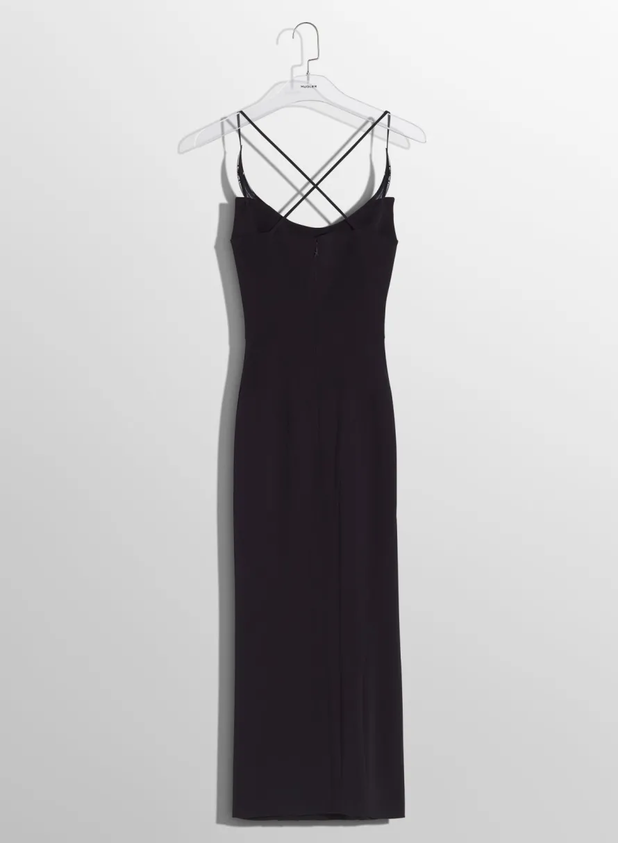 Dresses & Catsuits|MUGLER black cocktail dress with metallic details