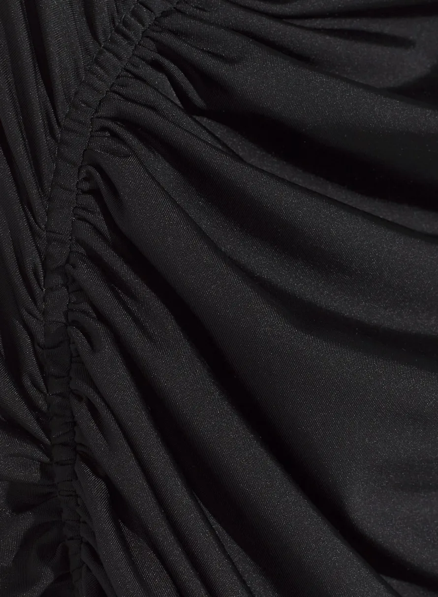 Dresses & Catsuits|MUGLER black asymmetrical pierced ruched dress