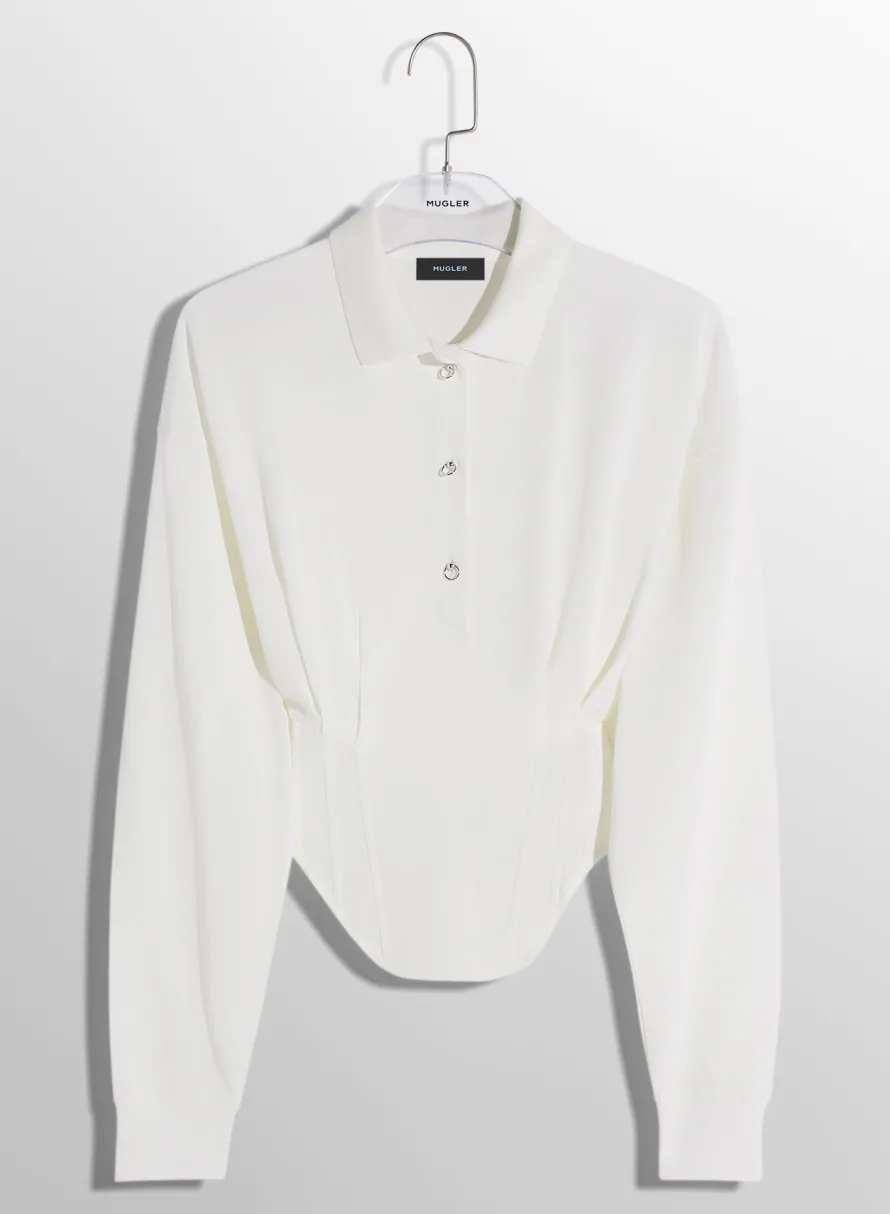 Tops|MUGLER off-white corseted polo