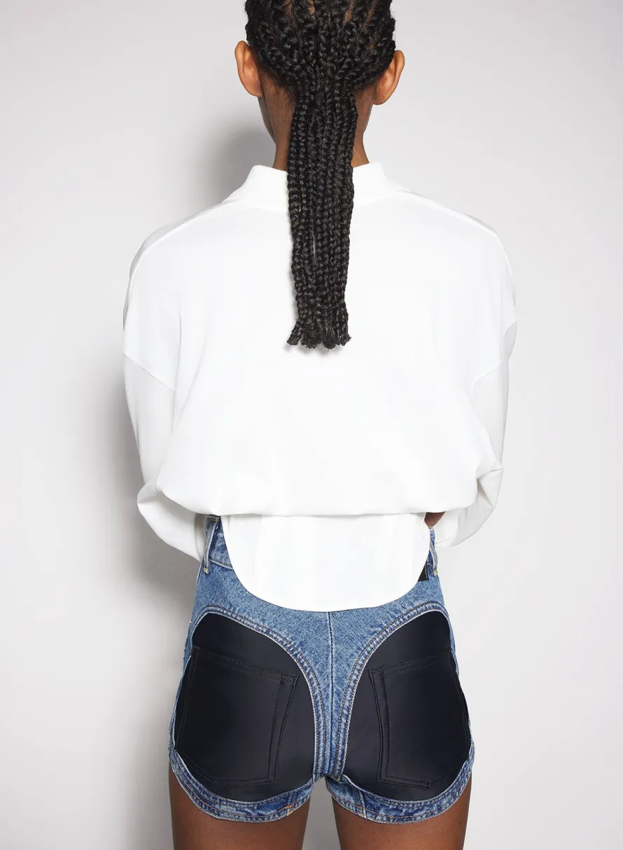 Tops|MUGLER off-white corseted polo