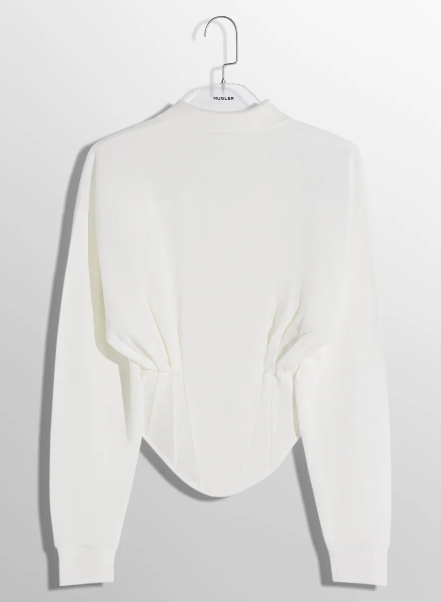 Tops|MUGLER off-white corseted polo