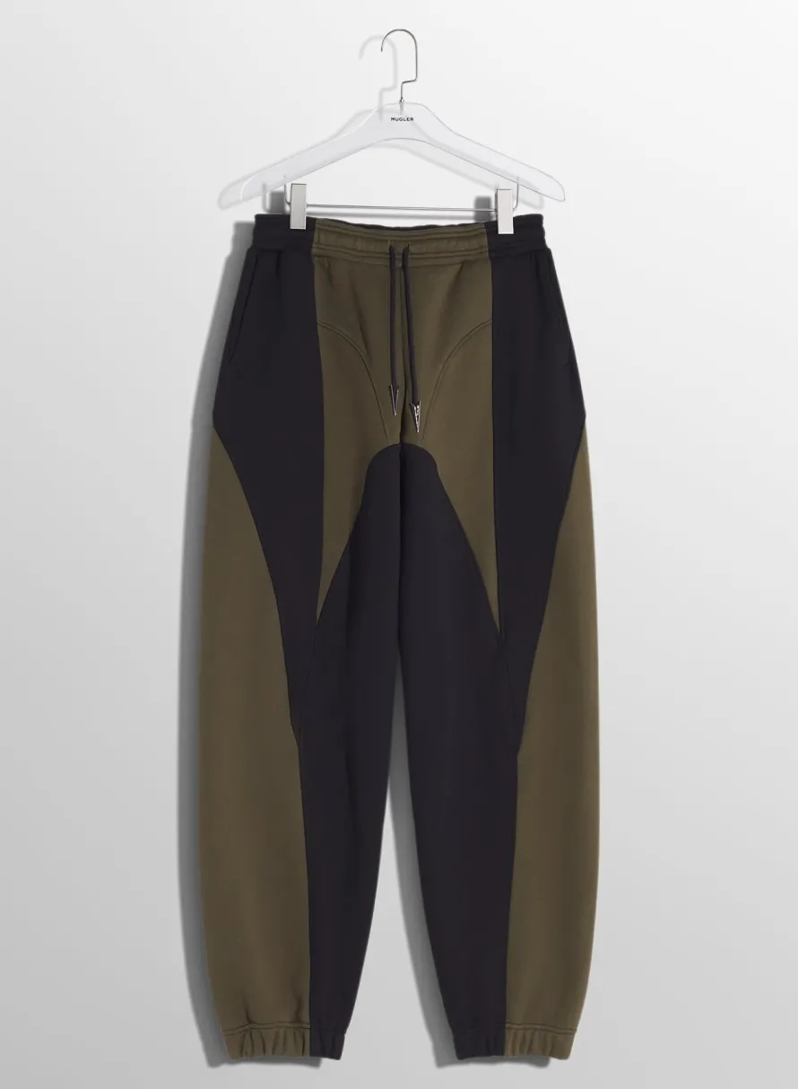 Trousers & Shorts|Trousers|MUGLER military green light fleece track pants