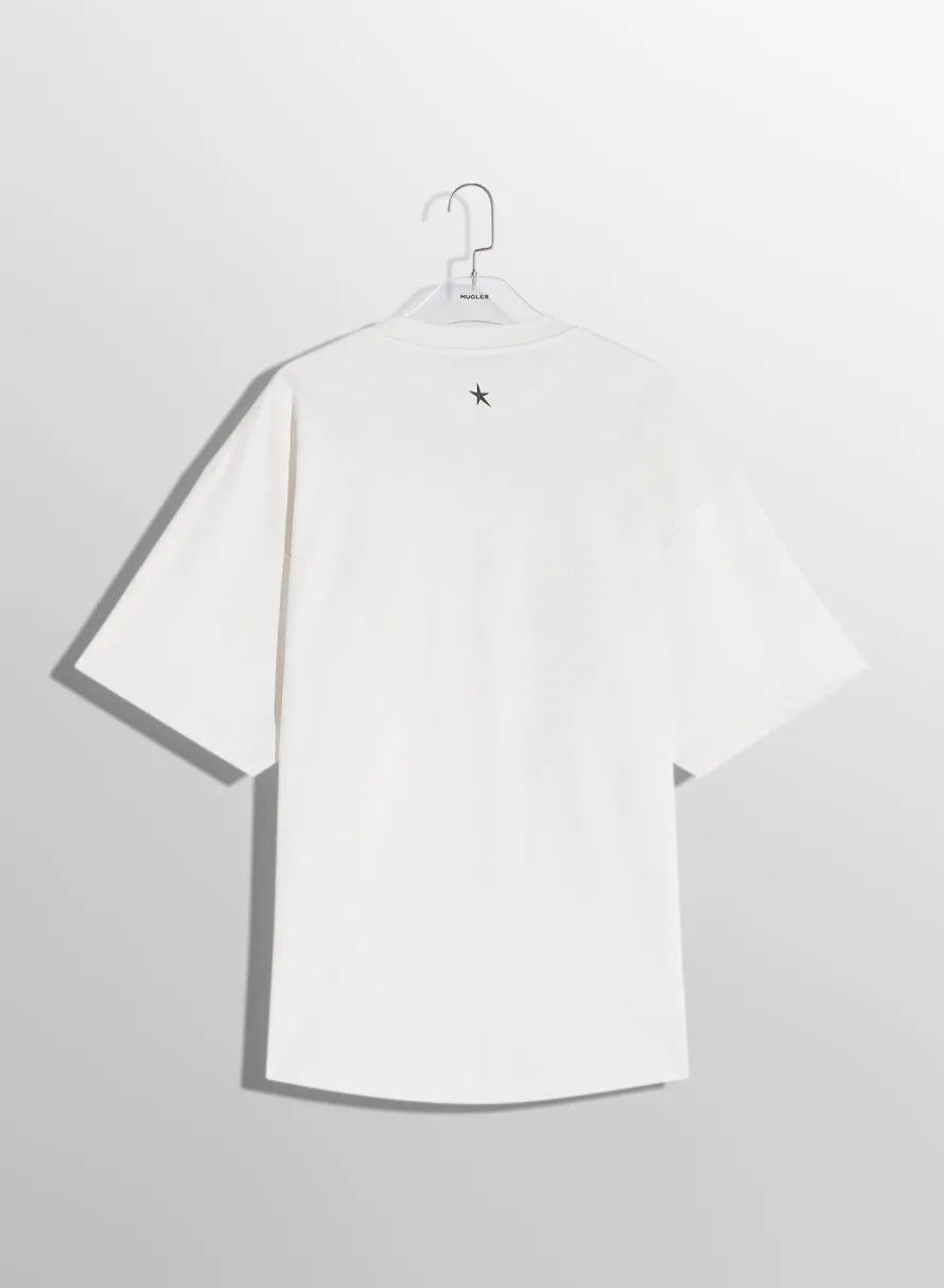 Tops|Tops|MUGLER white oversized pierced T-shirt