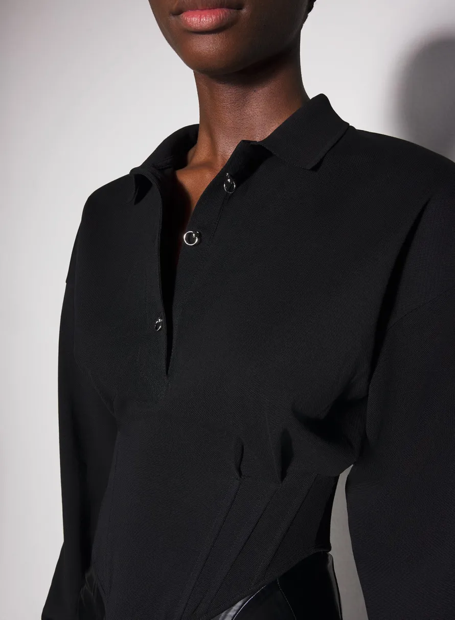 Tops|MUGLER black corseted polo