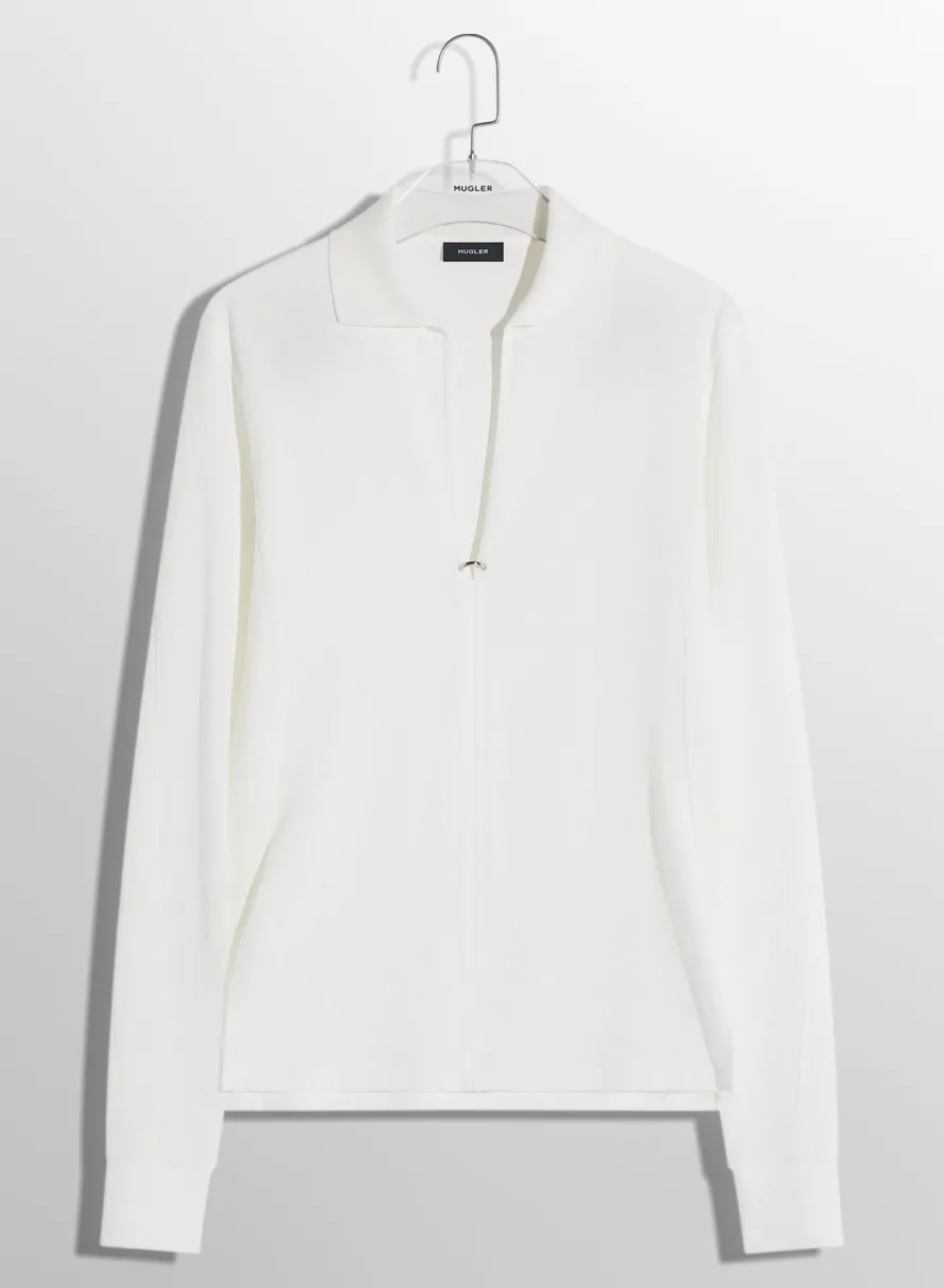 Tops|Tops|MUGLER off-white pierced polo