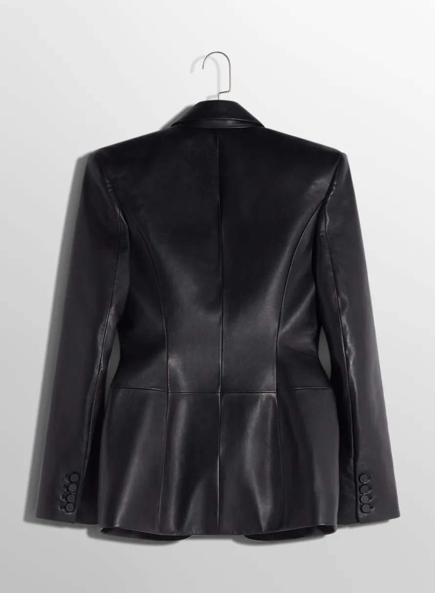Jackets & Coats|MUGLER black pierced tailored leather jacket