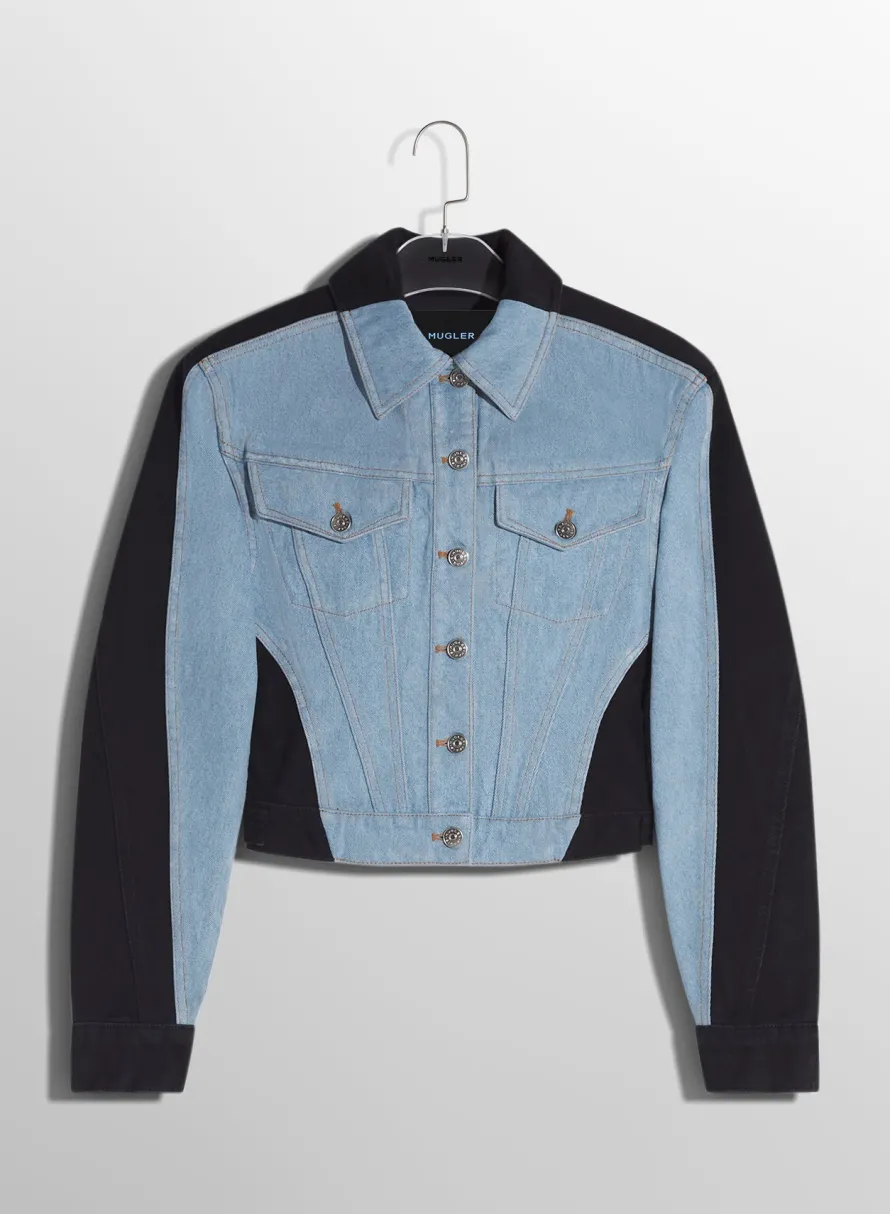 Denim|Jackets & Coats|MUGLER blue bi-color denim jacket
