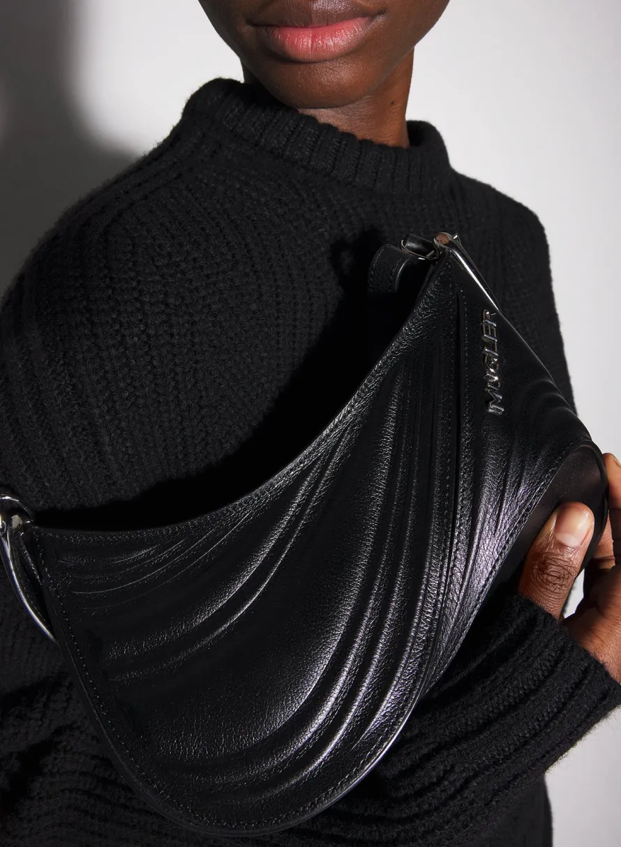 Bags|MUGLER black large embossed spiral curve 01