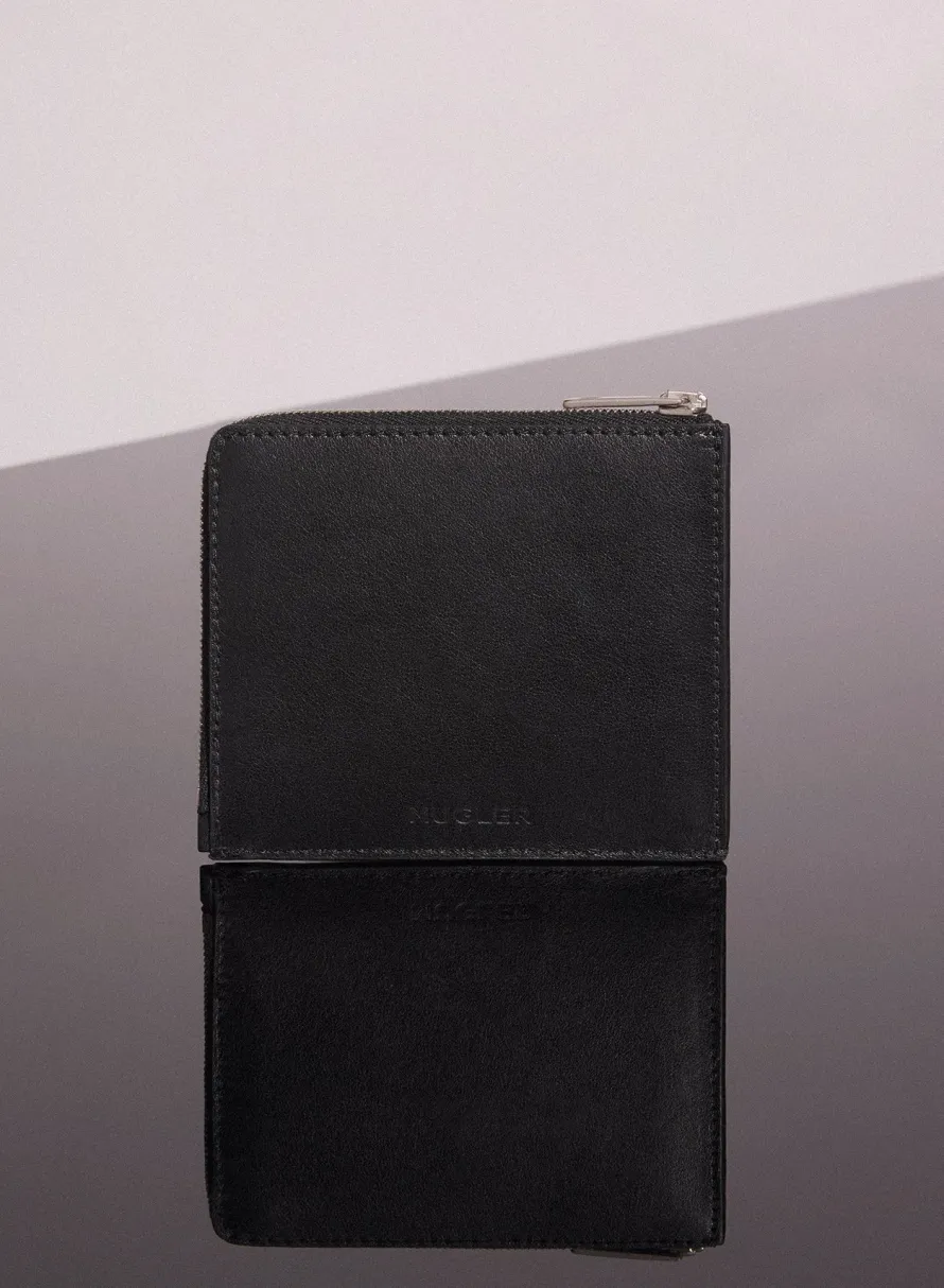 Small Leather Goods|MUGLER black embossed spiral wallet