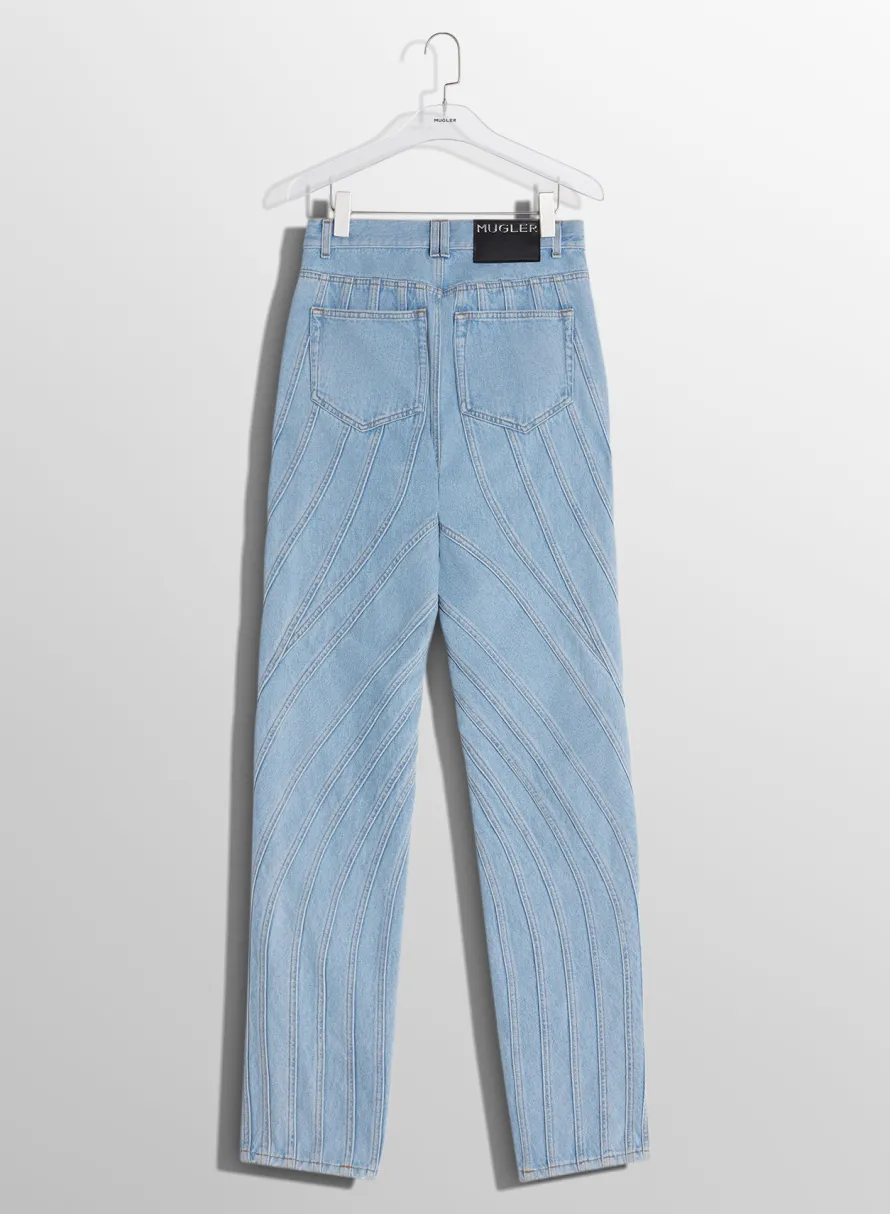Denim|Denim|MUGLER blue spiral baggy jeans