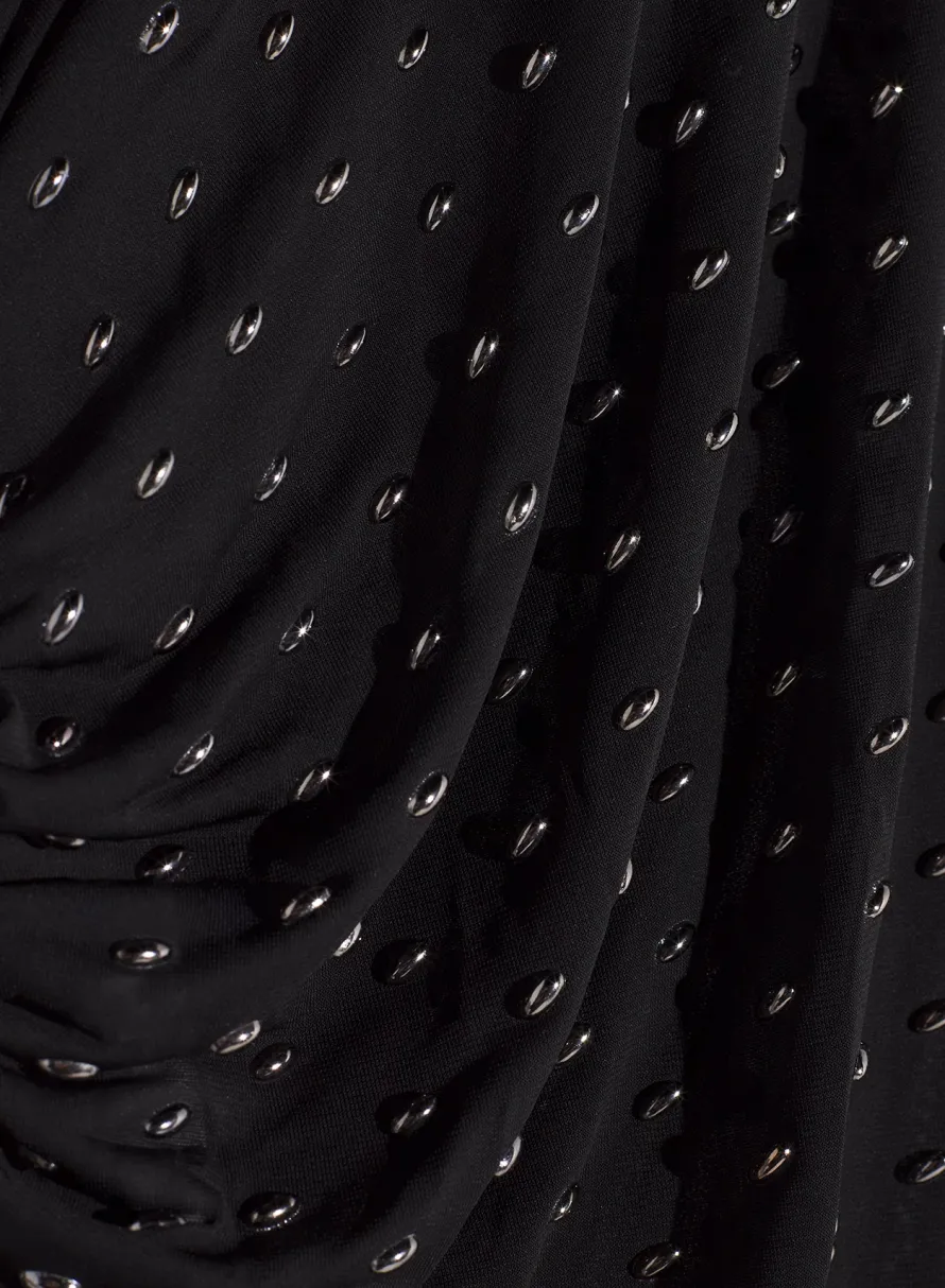 Dresses & Catsuits|MUGLER black embellished ruched dress