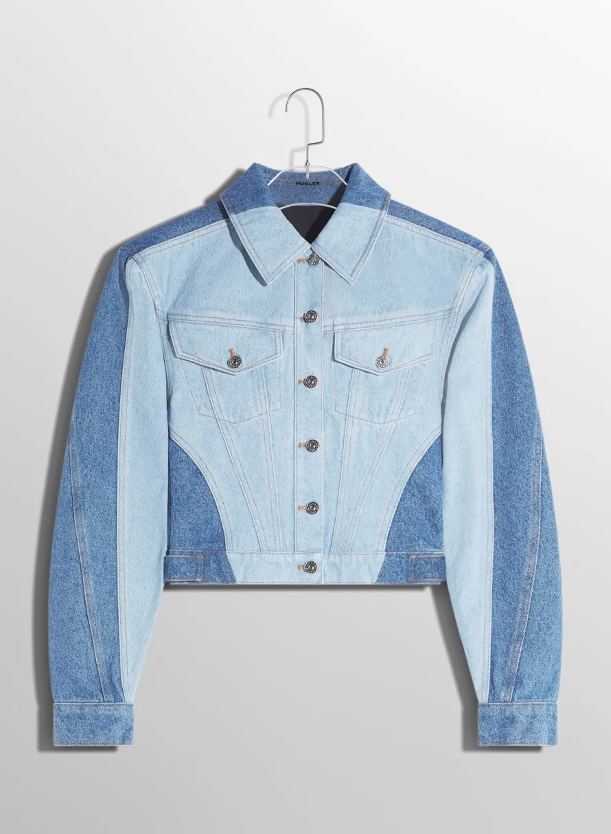 Denim|Jackets & Coats|MUGLER bi-tone blue denim jacket