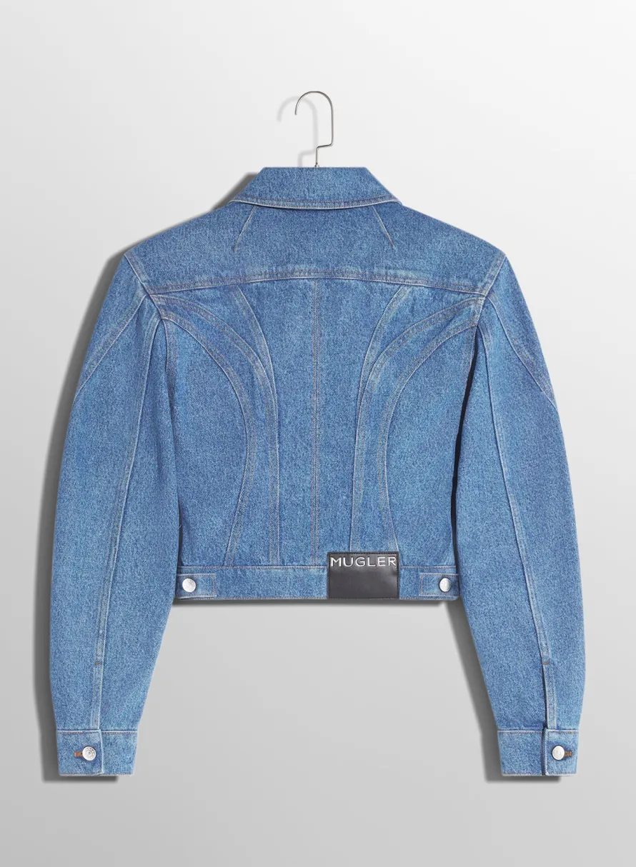 Denim|Jackets & Coats|MUGLER bi-tone blue denim jacket