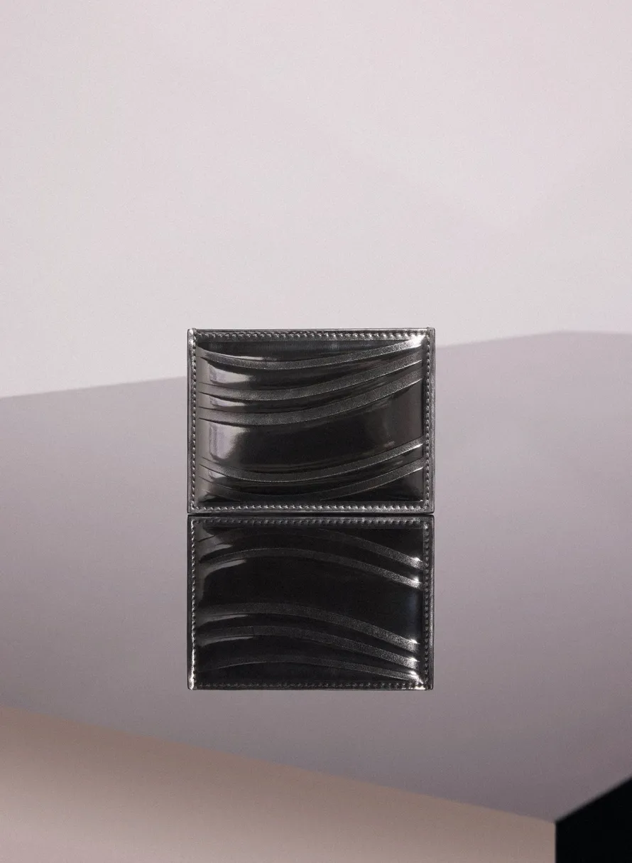 Small Leather Goods|MUGLER gunmetal embossed spiral cardholder