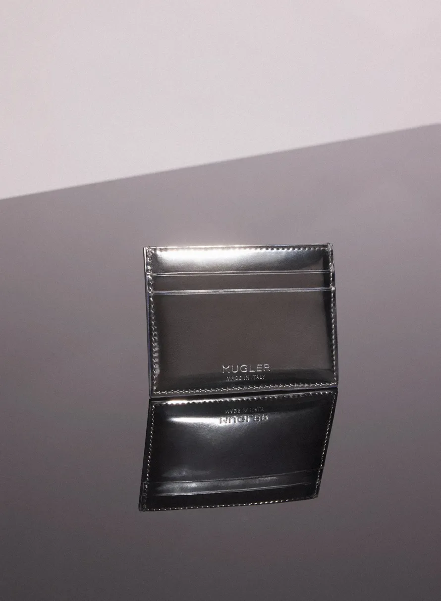 Small Leather Goods|MUGLER gunmetal embossed spiral cardholder