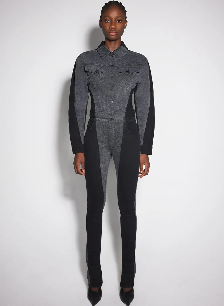 Denim|Jackets & Coats|MUGLER bi-tone black denim jacket