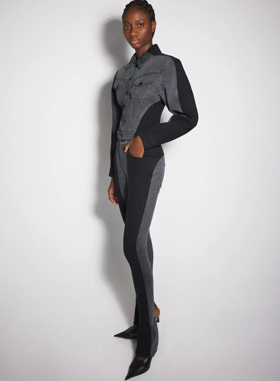 Denim|Jackets & Coats|MUGLER bi-tone black denim jacket