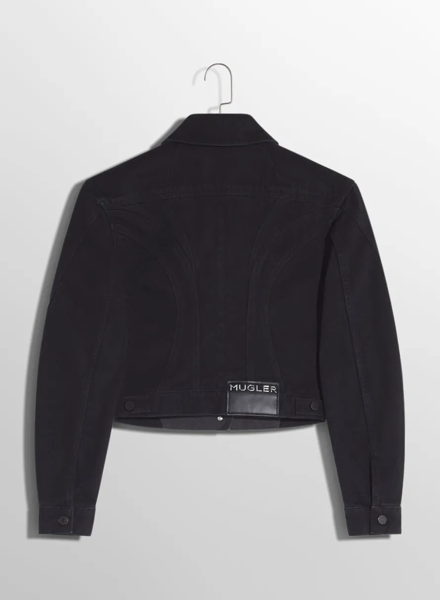 Denim|Jackets & Coats|MUGLER bi-tone black denim jacket
