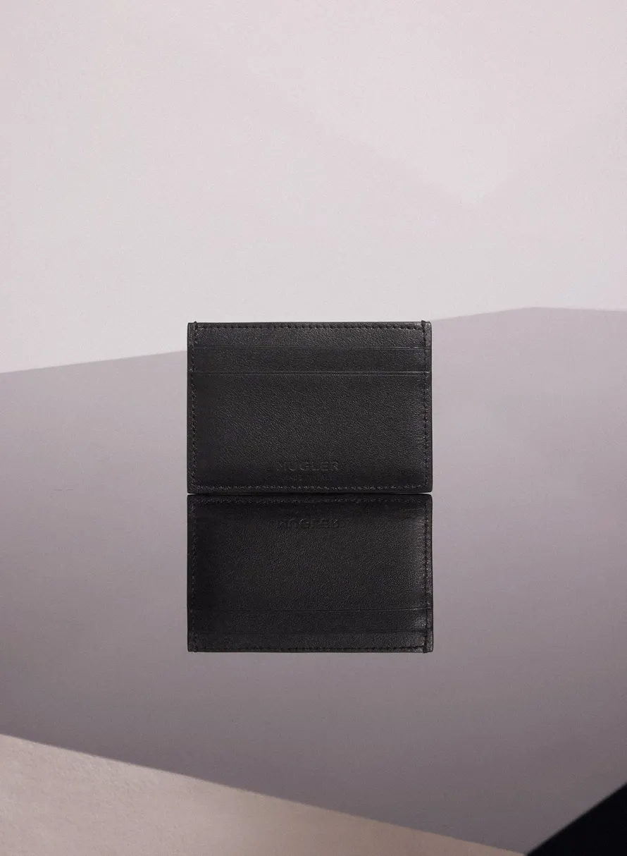 Small Leather Goods|MUGLER black embossed spiral cardholder