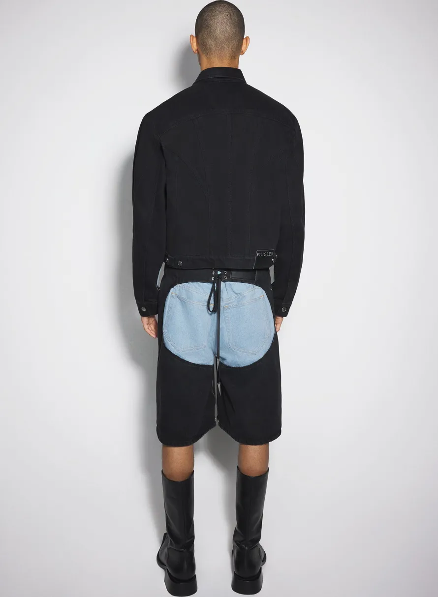 Denim|Denim|MUGLER blue bi-color denim jacket