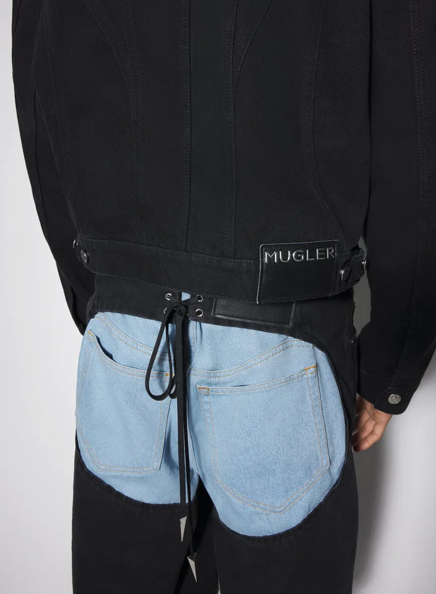 Denim|Denim|MUGLER blue bi-color denim jacket