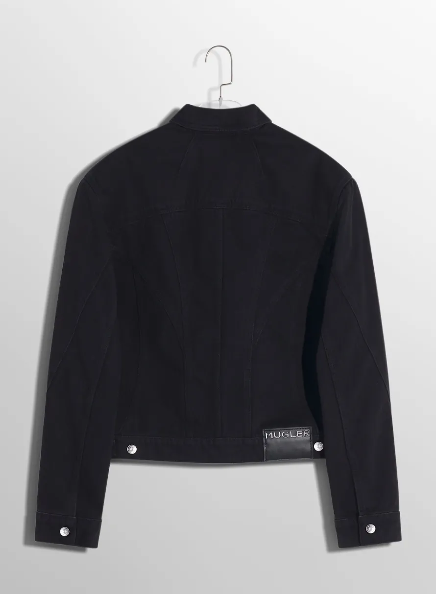 Denim|Denim|MUGLER blue bi-color denim jacket