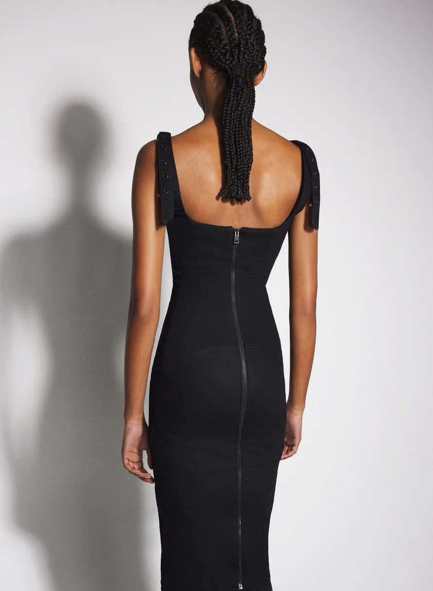 Denim|Dresses & Catsuits|MUGLER black buckled denim dress
