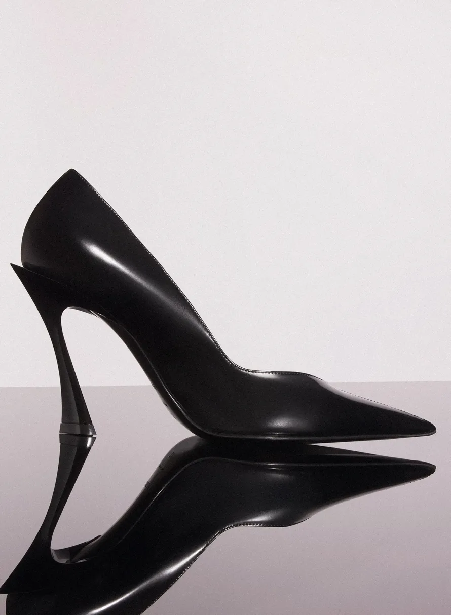 Shoes|MUGLER black leather classic fang 95 pump