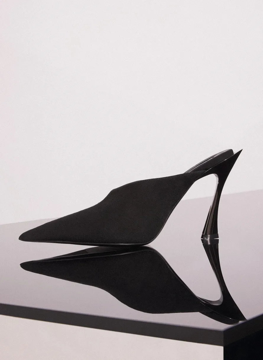Shoes|MUGLER black suede Fang 95 mules