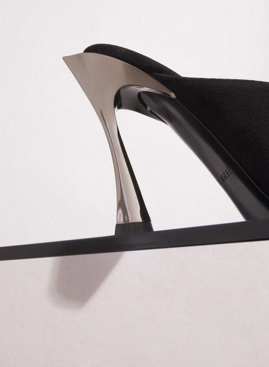 Shoes|MUGLER black suede Fang 95 mules