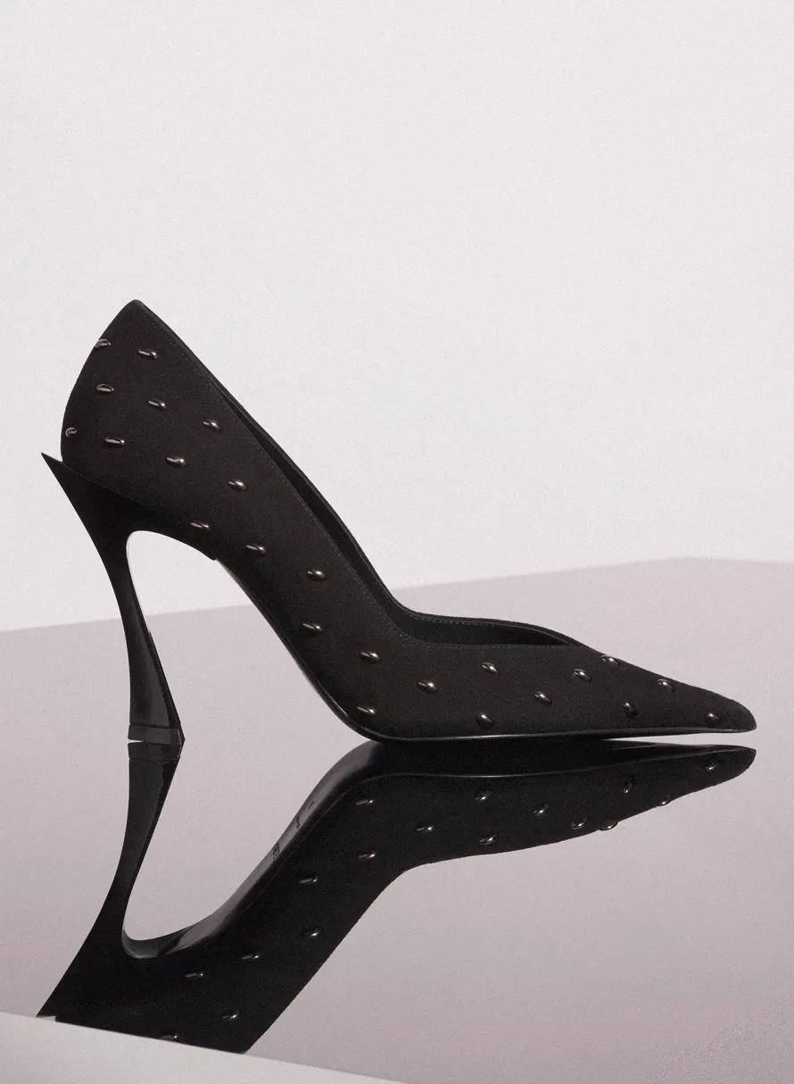 Shoes|MUGLER black embellished leather fang 95 pump