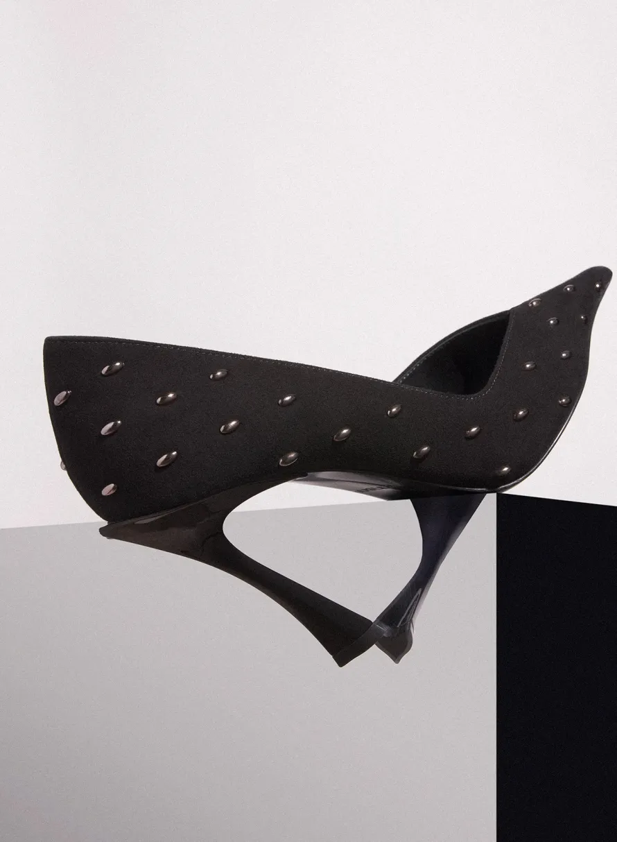 Shoes|MUGLER black embellished leather fang 95 pump