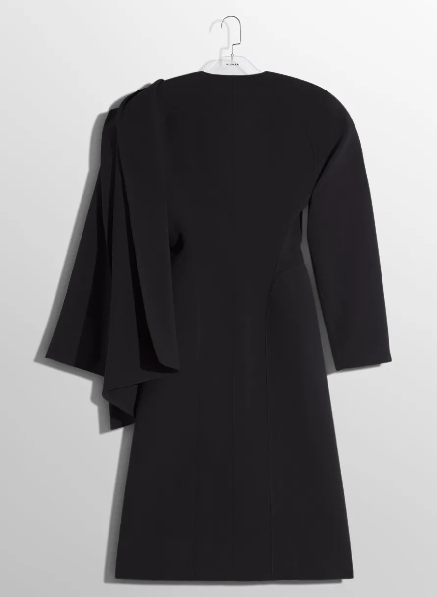 Jackets & Coats|MUGLER black wool scarf coat