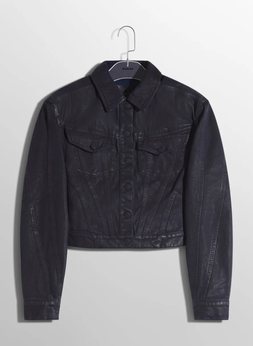 Denim|Jackets & Coats|MUGLER midnight blue waxed denim jacket