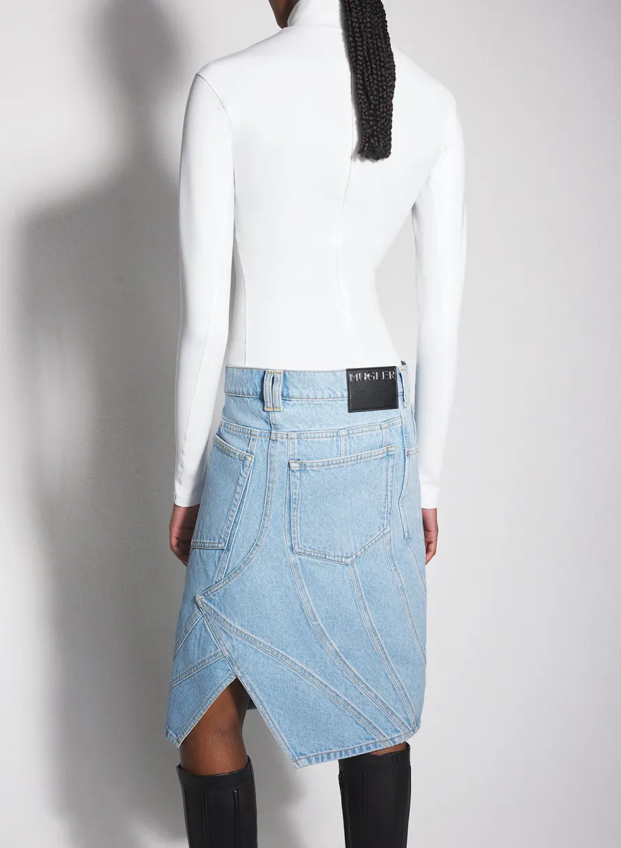 Skirts & Shorts|MUGLER blue spiral denim skirt