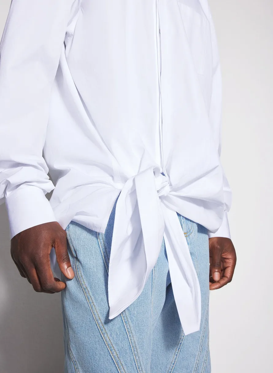 Tops|Tops|MUGLER white knotted poplin shirt
