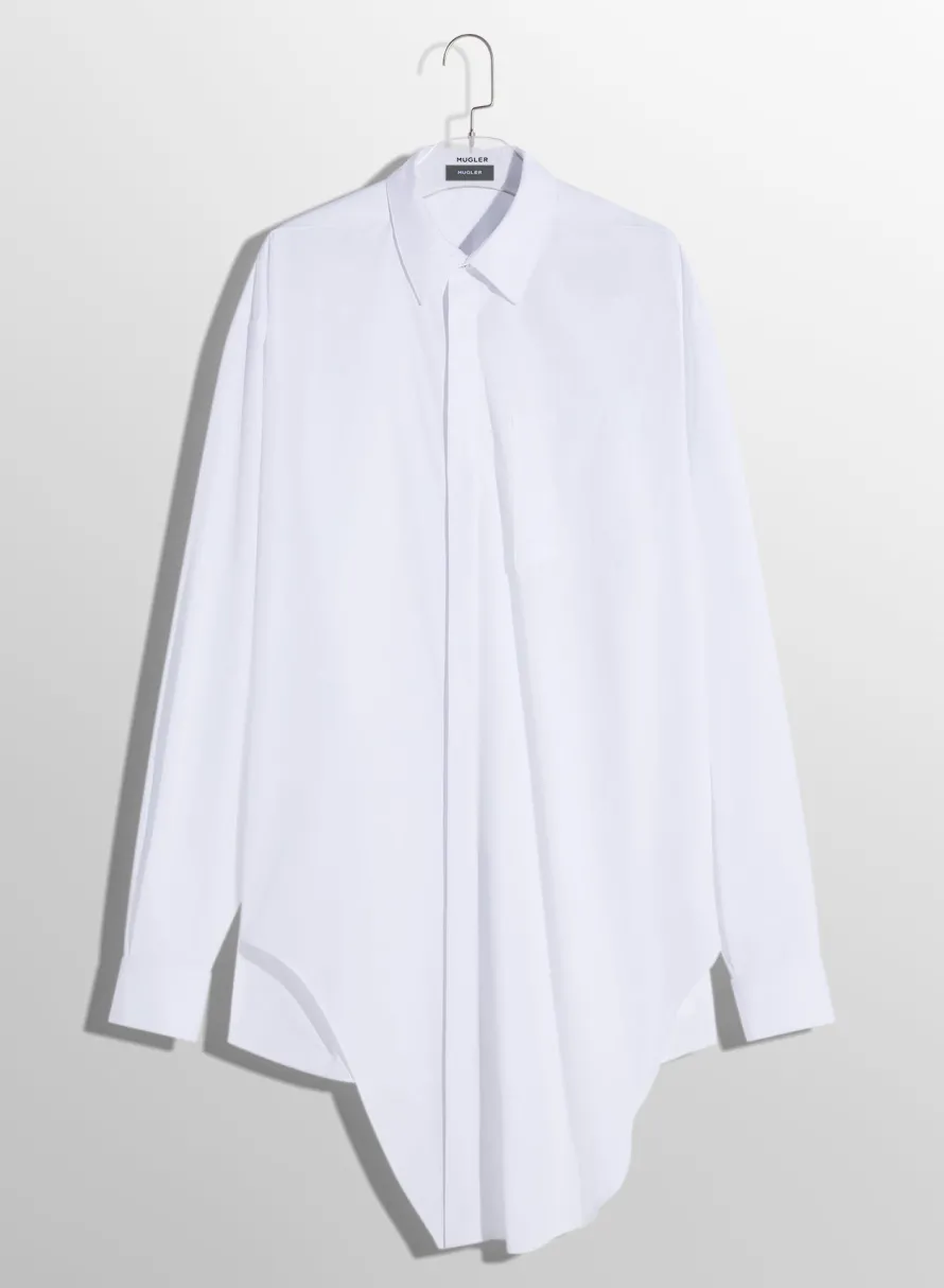 Tops|Tops|MUGLER white knotted poplin shirt