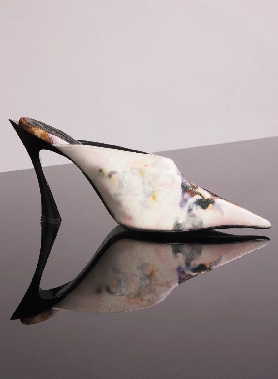 Shoes|Mugler X Ambera Wellmann|MUGLER x Ambera Wellmann printed velvet fang 95 mules